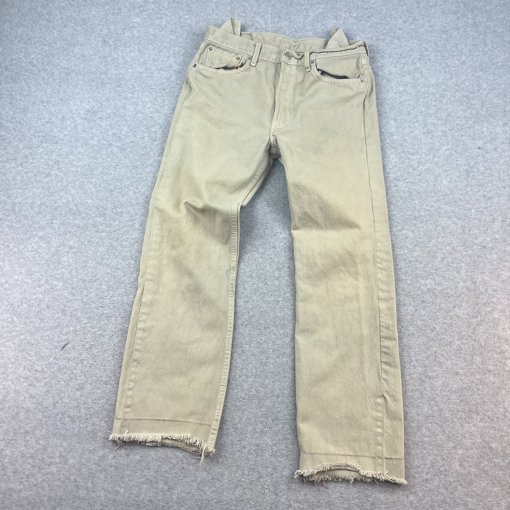 Levis 501 Jeans Mens 32x30 Vintage Made USA Tan khaki Button Fly Straight 1999 - Picture 5 of 16